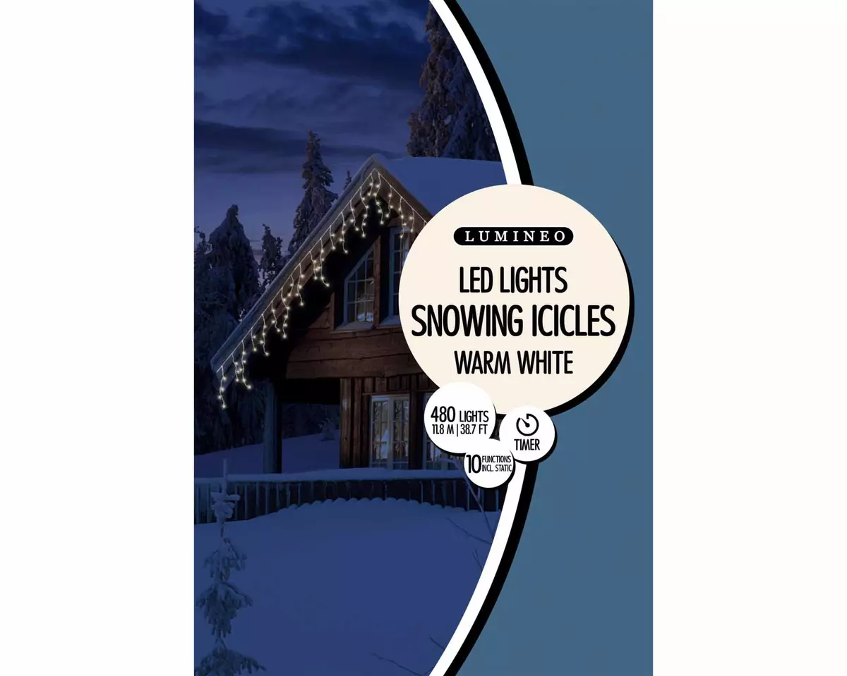 LED Snowfall Icicle Lights - Warm White - 480 - image 3