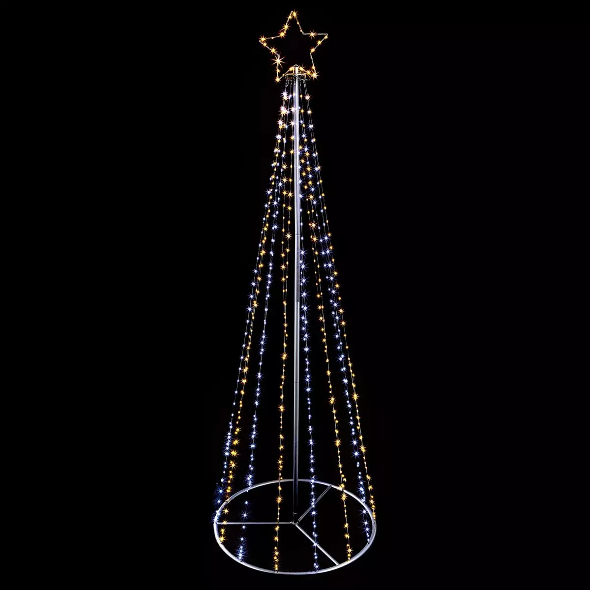 LED Pinwire Pyramid Tree - Large - Warm/Cool White - 2.1m