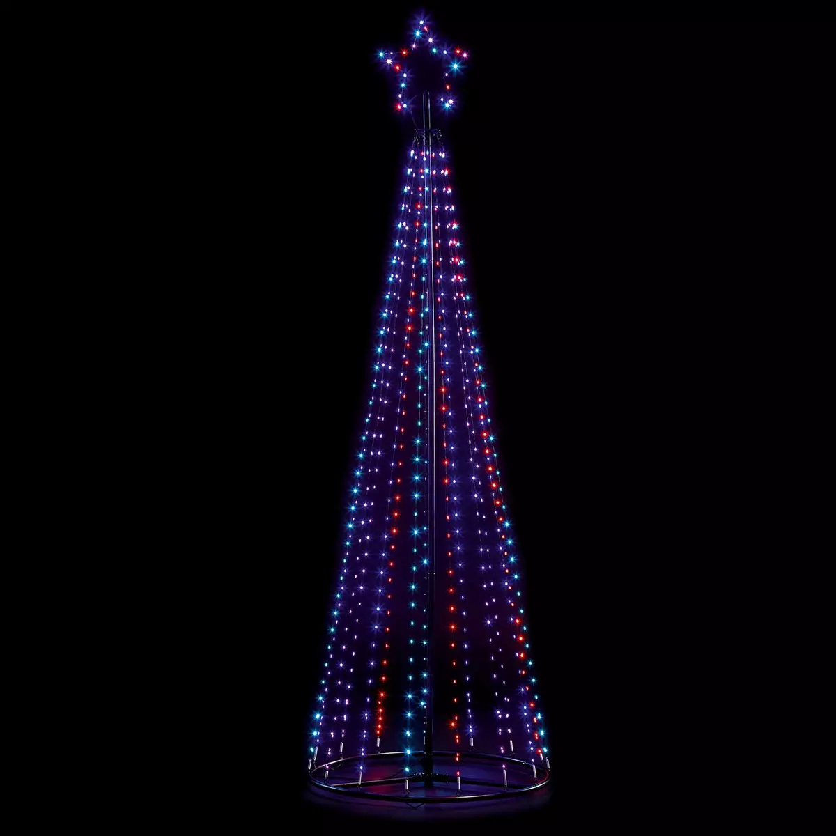 LED Pinwire Pyramid Tree - Rainbow - 2.5m