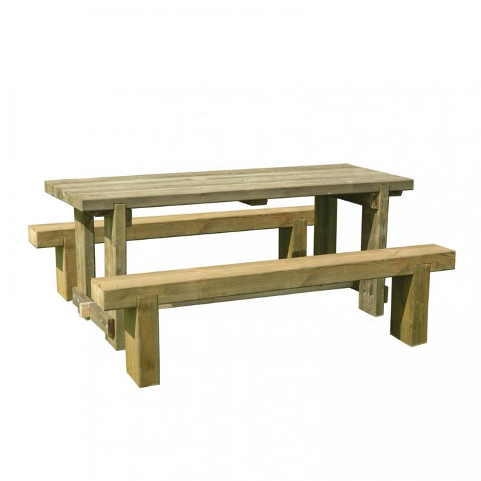 Refectory Table and Sleeper Bench Set - 1.8m - image 2