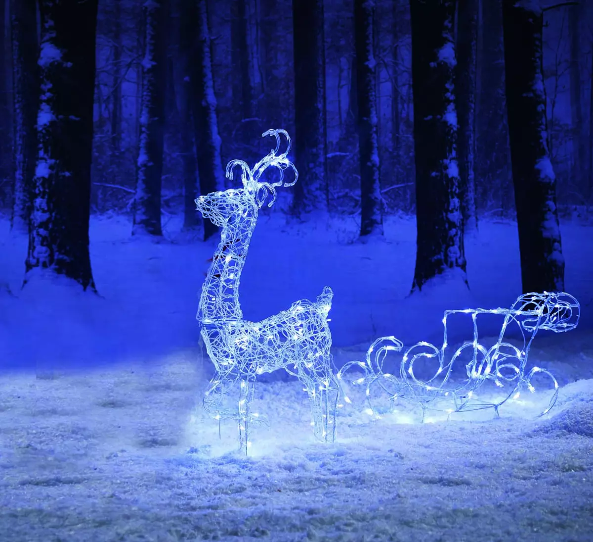 Soft Acrylic LED Reindeer & Sleigh - Cool White - 1m - image 1