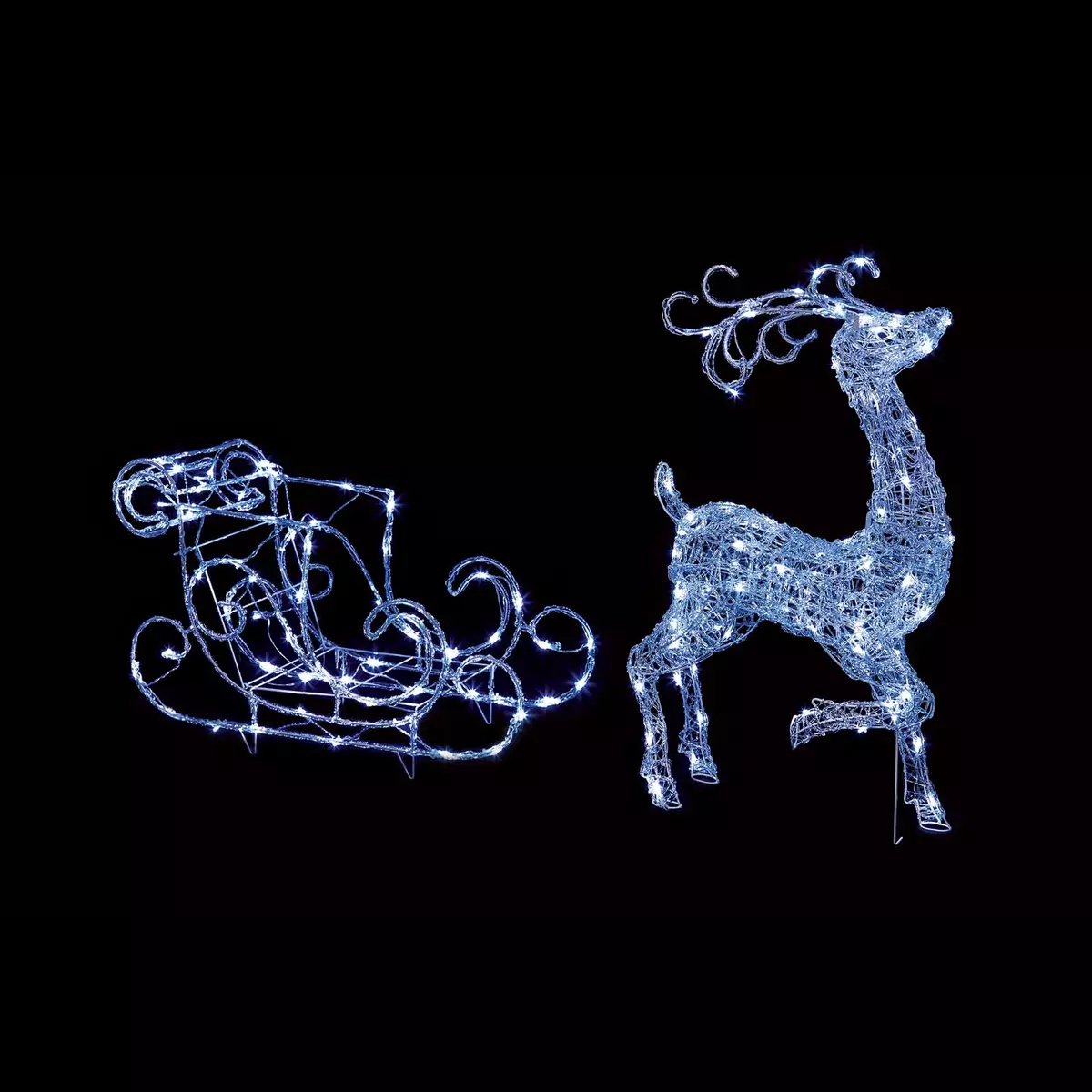 Soft Acrylic LED Reindeer & Sleigh - Cool White - 1m - image 2