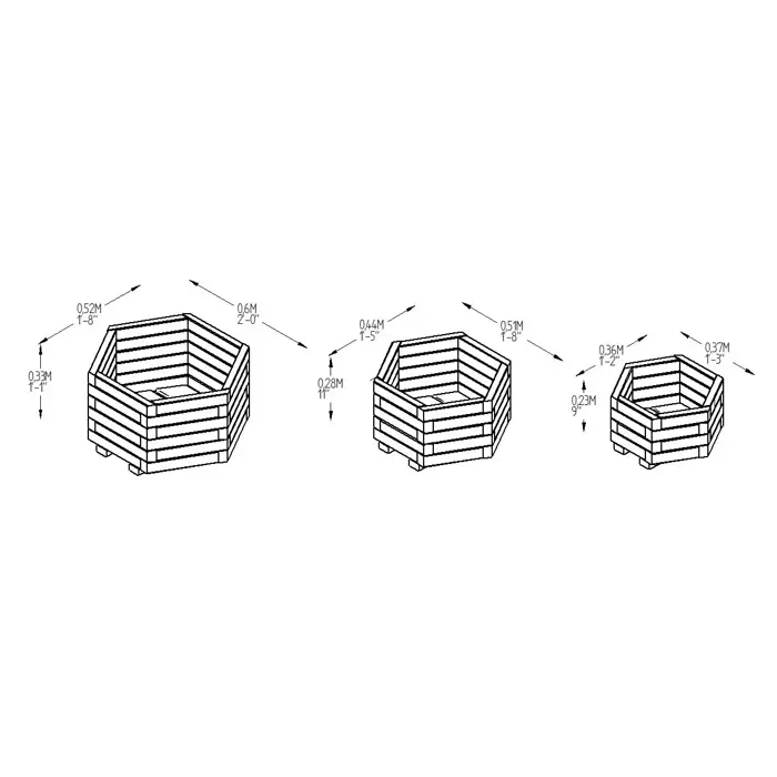 York Hexagonal Planter - Set of 3 - image 3